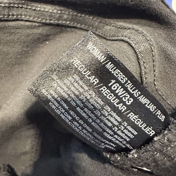 Vintage America Blues Boho Skinny‎ Women's Jeans Black Plus 16W 33 GUC - Picture 9 of 13